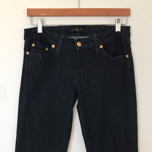 Vintage LVL X Black Denim Gold Sequin Hand Altered Flare Jeans - Picture 7 of 13